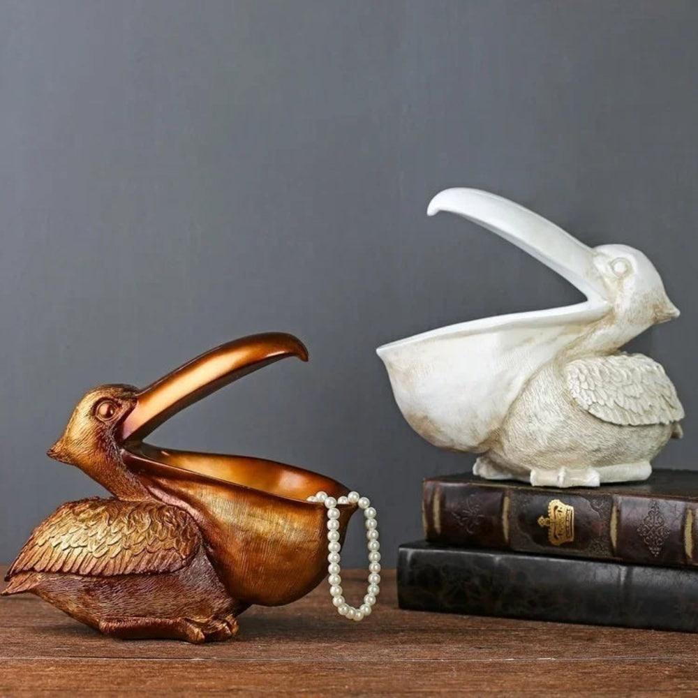 Pelikaan opbergbeeld - Decoratieve organizer van hars