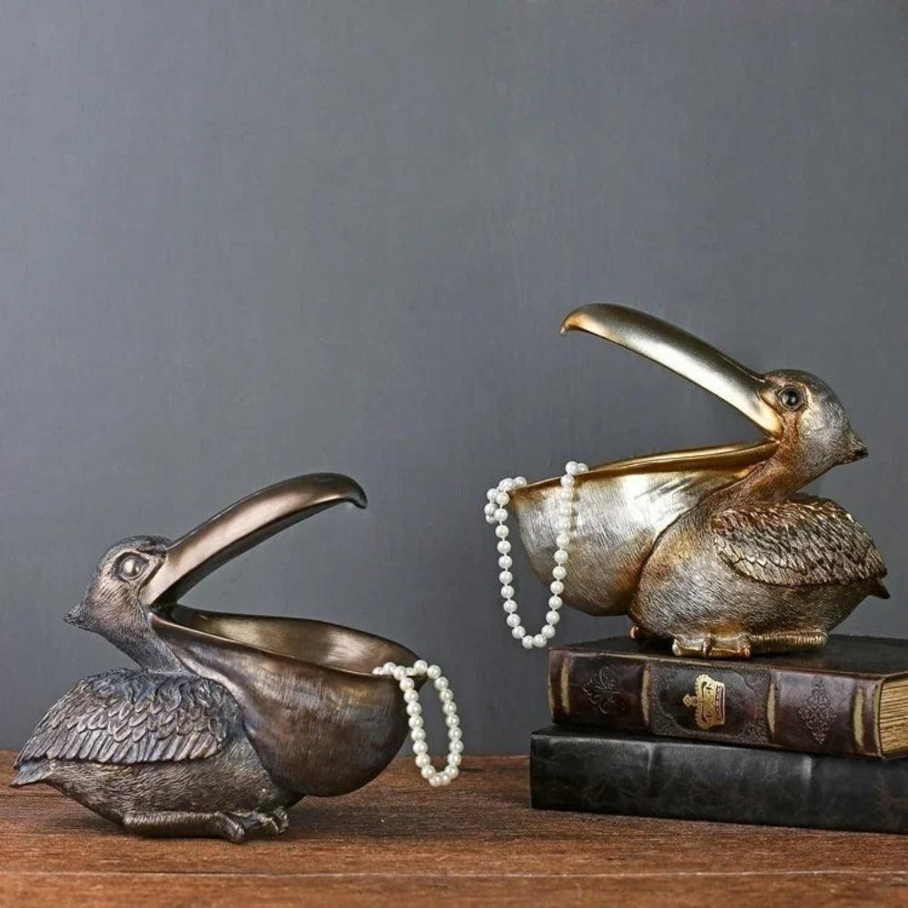 Pelikaan opbergbeeld - Decoratieve organizer van hars