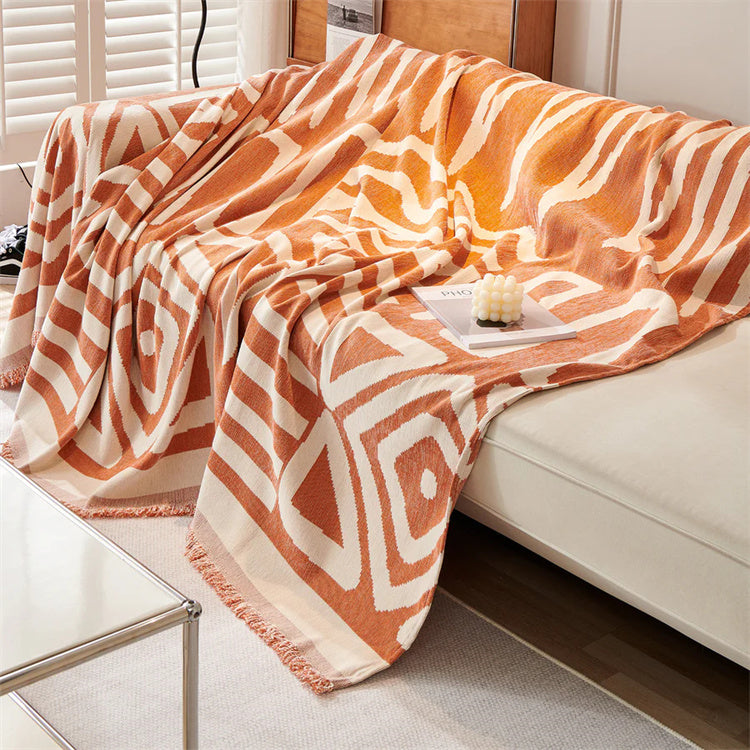 Boho chenille bankhoes - Geometrische meubelbeschermer