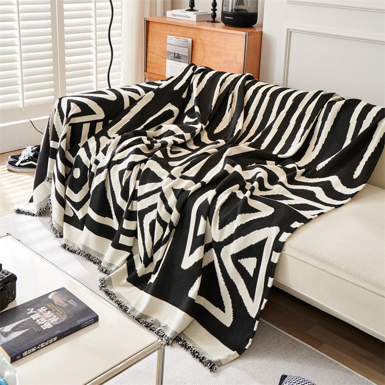 Boho chenille bankhoes - Geometrische meubelbeschermer