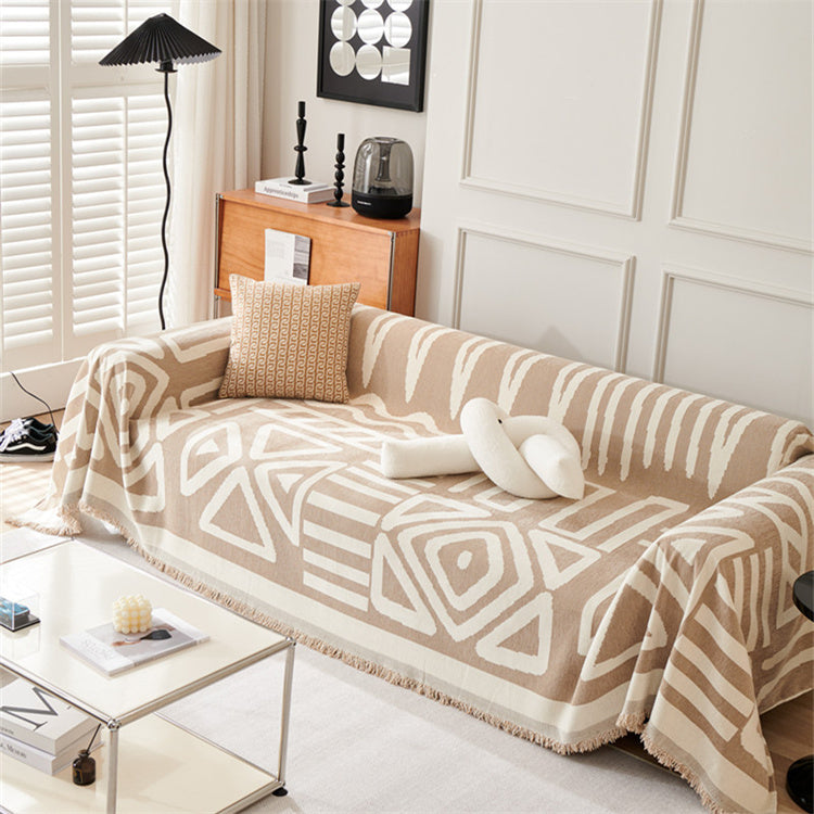 Boho chenille bankhoes - Geometrische meubelbeschermer