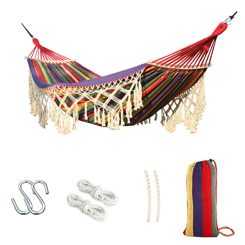 Bohemian Hangmat met Kwastjes en Gebogen Spreidstokken