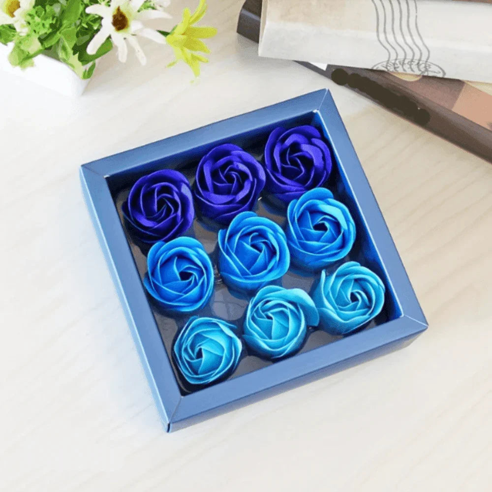 Cadeauset met zeepbloemen - 9 rozen in geschenkdoos