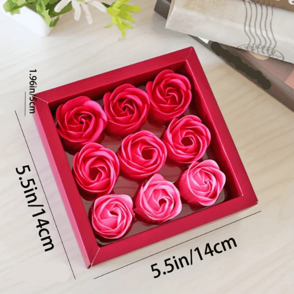 Cadeauset met zeepbloemen - 9 rozen in geschenkdoos
