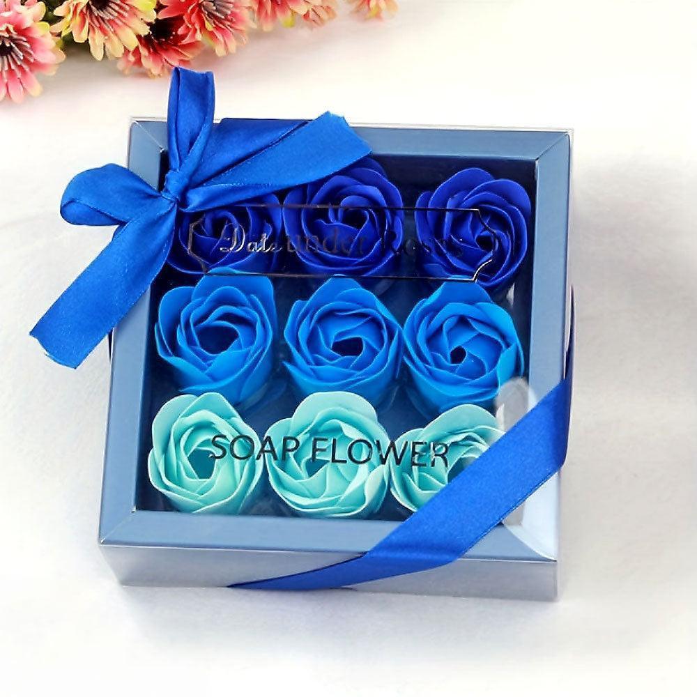 Cadeauset met zeepbloemen - 9 rozen in geschenkdoos
