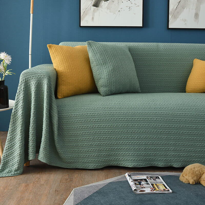 Extra grote gebreide bankplaid - Katoen en polyester