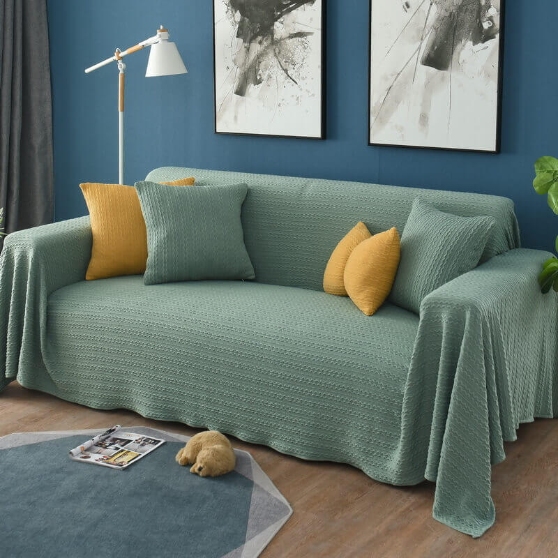Extra grote gebreide bankplaid - Katoen en polyester