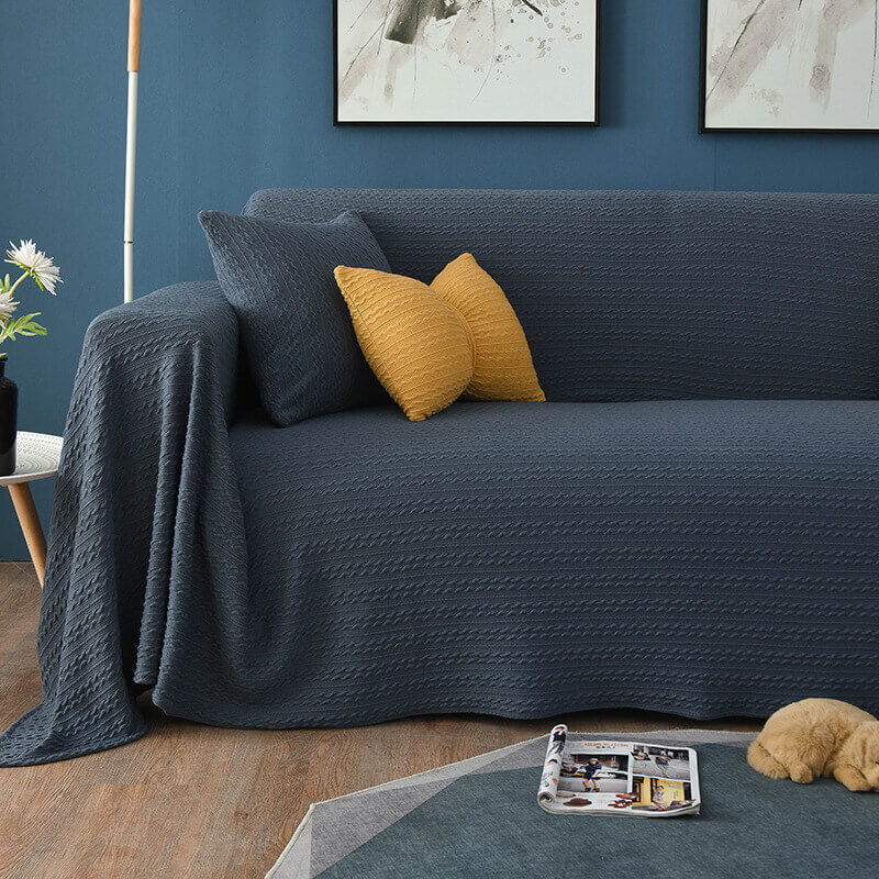 Extra grote gebreide bankplaid - Katoen en polyester