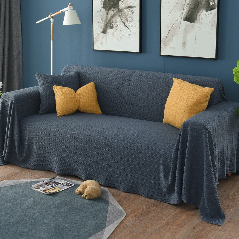Extra grote gebreide bankplaid - Katoen en polyester