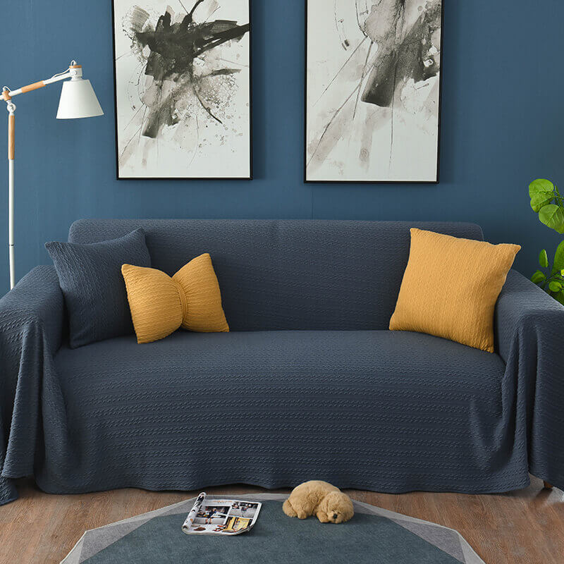 Extra grote gebreide bankplaid - Katoen en polyester