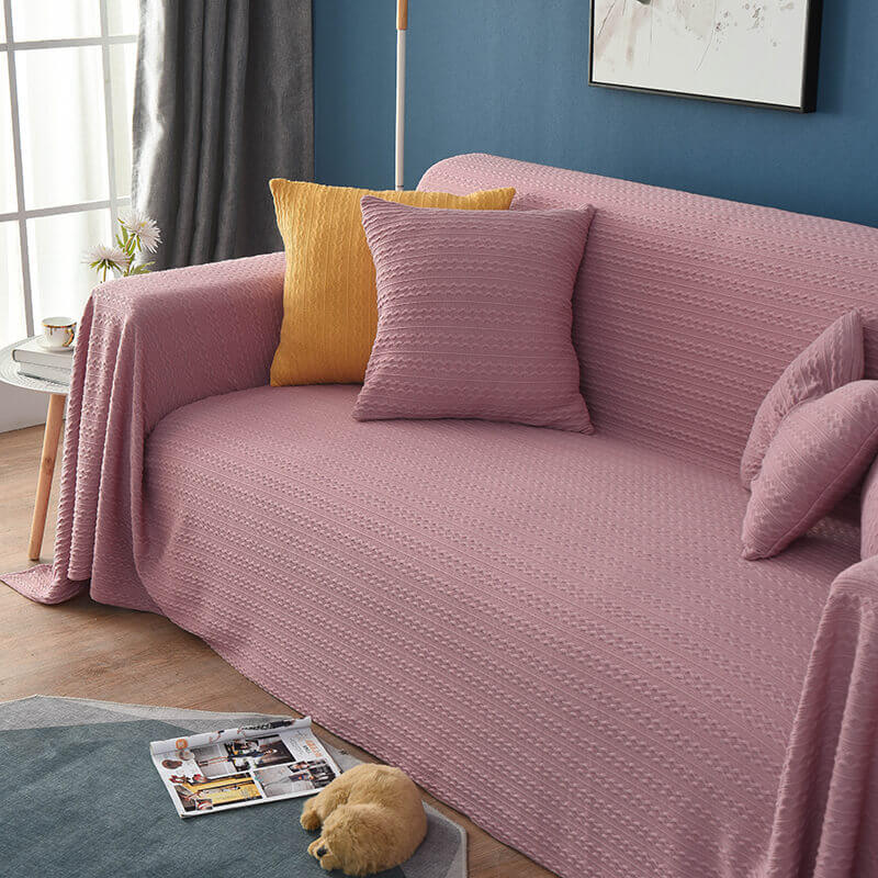 Extra grote gebreide bankplaid - Katoen en polyester