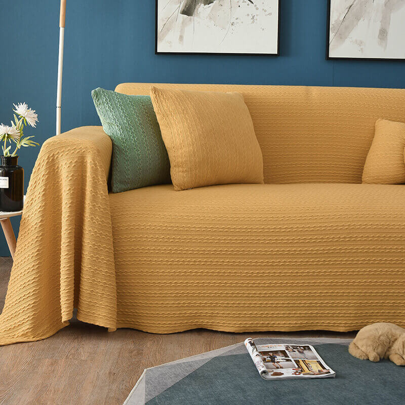 Extra grote gebreide bankplaid - Katoen en polyester