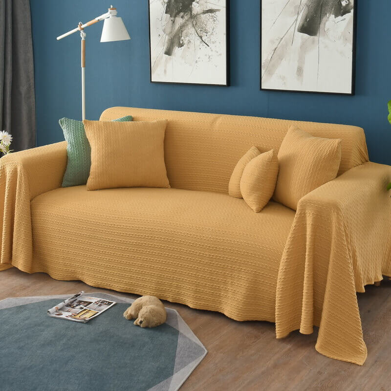 Extra grote gebreide bankplaid - Katoen en polyester