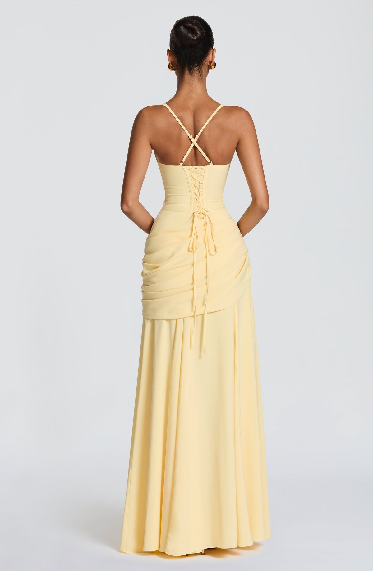 Elegante maxi-jurk met vierkante hals en drapering